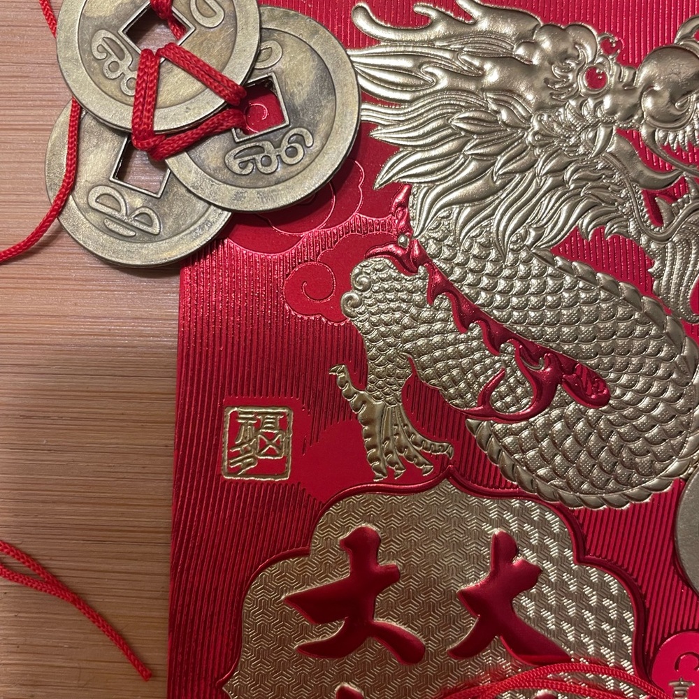 Chinese New Year Red Lucky Money Envelope 3 Feng Shui Coin Set - Picture 9 of 11